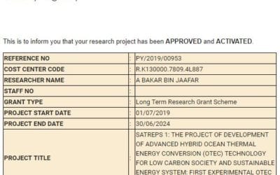 29 July 2019: SATREPS 1 Research Grant has been approved and activated in RADIS UTM