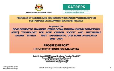 25 August 2020: First SATREPS-OTEC Project Monitoring and Presentation to MoHE at Putrajaya